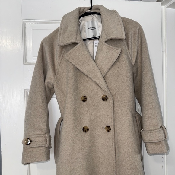Abercrombie & Fitch Trench Coat Long Coat Tan - Picture 5 of 11